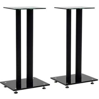 Sonata Speaker Stands 2 pcs Tempered Glass 2 Pillars Design Black