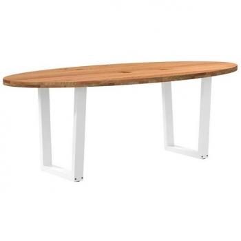 Table à Manger Ovale en Chêne Massif 220x100x74 cm