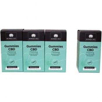 Lot 4x30 Gomme CBD MIND 750 mg (Full Spectrum) – Citron et pomme