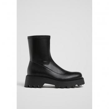 Stradivarius Modische Flache Stiefel Schwarz 36
