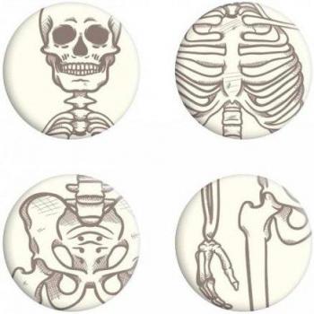 Pack 4 badges squelettiques Grindstore – Dem Bones