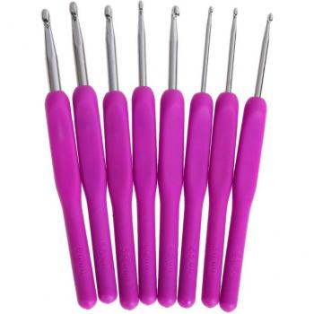 8-Piece Colorful Aluminum Crochet Hook Set with Soft Plastic Handles (2.5-6mm)