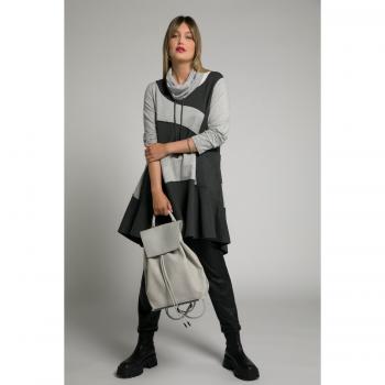 Plus Size Colorblock Ruffled Hem Tunic Sweatshirt, Women, Grey, Size 20/22, Cotton/Polyester