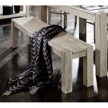 Banc NATURE WHITE 140x35cm en bois massif d'acacia blanchi