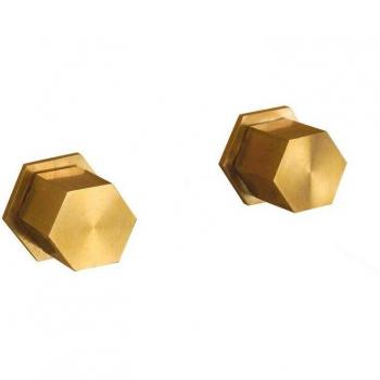 Paire de Robinets en Laiton Naturel Modèle Hexagonal