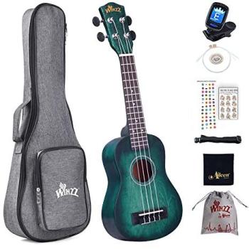 Ukulélé Winzz Soprano 21 Cyan Foncé : Kit Complet Débutant/Professionnel