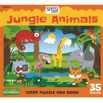 Jungle animals. Giant puzzle and book