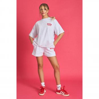 Kaiia Design Lounge Wear Light Grey Marl and Red Sweat Shorts