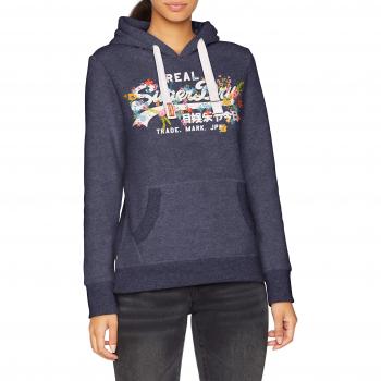 Sudadera Superdry Vintage Logo Puff Embrdy para Mujer, Azul (Princedom Blue Marl Bcy), Large