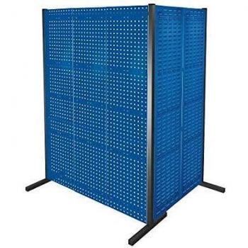 RasterPlan Trennwand Doppelfeld 90° 1000/1500 mm H2000 mm RAL 5010 3 Lochplatten 2 Schlitzplatten