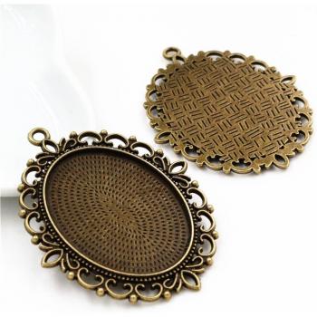5pcs/Lot 30x40mm Inner Size Plated Cabochon Charms Pendant