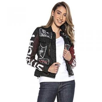 Cipo & Baxx Damen-Denimjacke – Schwarz, 98% Baumwolle, 2% Elasthan, moderne Passform