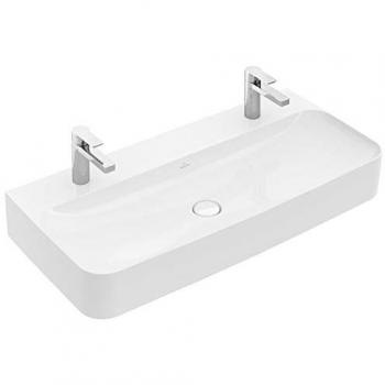 Villeroy & Boch Finion Waschtisch 100x47cm, Stone White C+, 2 Hahnlöcher, ohne Überlauf
