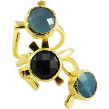 Lily's Treasures Designer Ring 'Cleopatra' Green Black Gold 40 mm