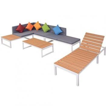 Divano Angolare Giardino e Prendisole 20 pz Alluminio WPC