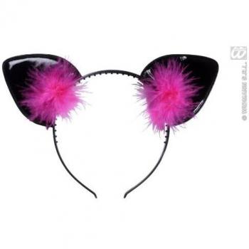 Cerchietto Gattina Piuma Fucsia WDM5336C Nero Donna