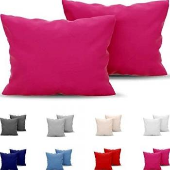 Housse de Coussin 50x80 Lot de 2 en Microfibre Rose