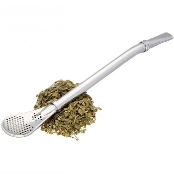 CASADAMIA SilverMate Trinker: Edelstahl-Strohhalm & Löffel für Yerba-Mate