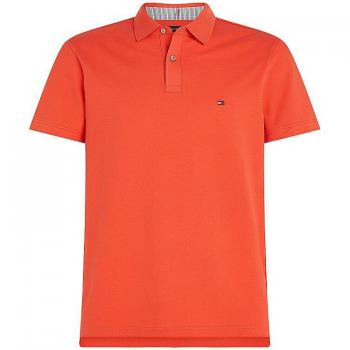 Tommy Hilfiger Herren Poloshirt Orange mit Label-Stitching, Größe M