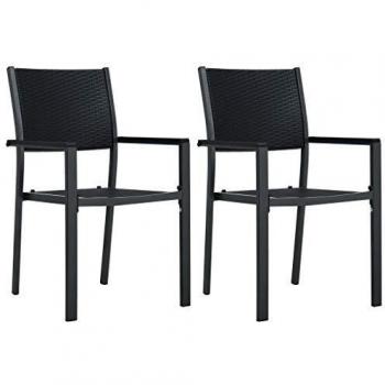 Sedia da Giardino 2 pz Nere in Plastica Design Rattan
