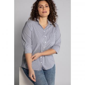Women's Plus Size Blue Striped Tunic Shirt with Patch Pockets, Size 20/22, Cotton/Polyester