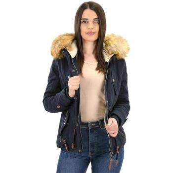 NAVAHOO Winterjacke „Pearl“ Damen, navy, 100 % Polyester Obermaterial & Innenfutter, Fellimitat 90 % Polyacryl, 10 % Polyester, warmes Teddyfell