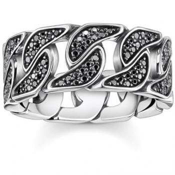 Anillo de plata ennegrecida con gemas negras