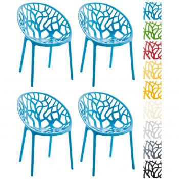 Design-Gartenstuhl Hope 4er Set I Wetterfester Stapelstuhl I Belastbarkeit 150 kg I Blau