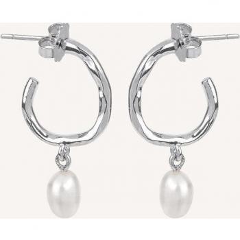 Pendientes Aro con Perla Cultivada Barroca y Cierre de Presión Essentials Plata de 1ª Ley Q3475 para Mujer