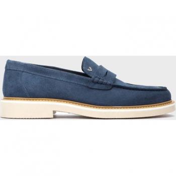 Mocasines Martinelli de piel serraje azul marino