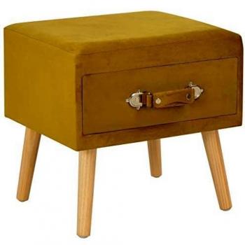 Velvet Mustard Nightstand 40x35x40 cm