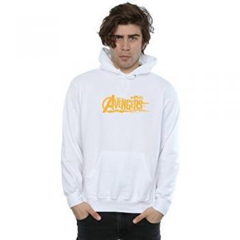 Marvel Avenger Infinity War Kapuzenpulli Herren – Orange Logo, Weiß, L