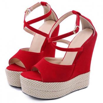Eilyken Women's Summer Platform Sandals Red Size 41-42