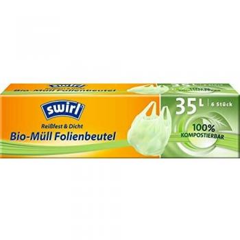 Swirl Bio-Müll-Folienbeutel mit Tragegriff, 35 Liter, 1 Rolle mit 6 Beuteln