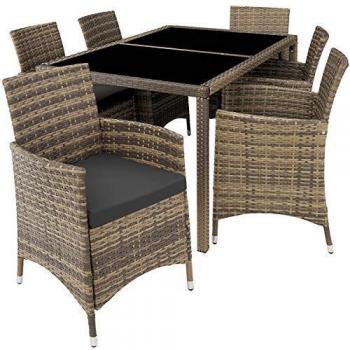 TecTake 6+1 Piece Rattan Garden Furniture Set