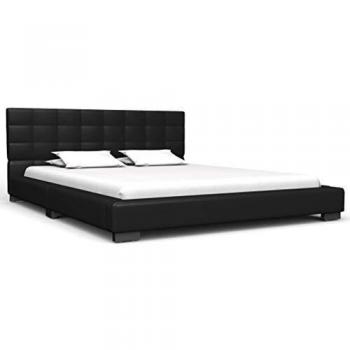 Doppelbett „Black Classic“ aus Kunstleder – Bettgestell & Matratze (140 × 200 cm)