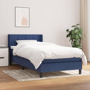 Sommier de lit avec matelas Bleu 100x200 cm Tissu