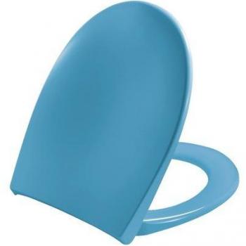 Siège de toilettes Pressalit 758, charnière universelle D05, inox, abaissement automatique, bleu bermuda
