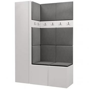 Conjunto de recibidor Hartford 471, 186x124x44cm, Blanco, Montada en la Pared