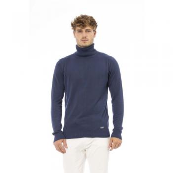 Baldinini Blue Trendy Long Sleeve Ribbed Sweater
