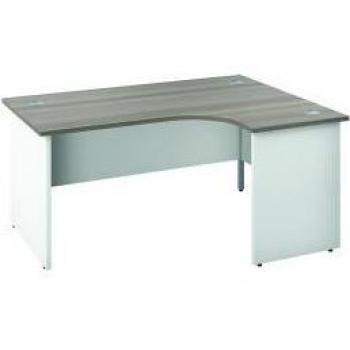 Jemini Radial Panel End Desk Right Hand 1800x1200mm Grey Oak/White