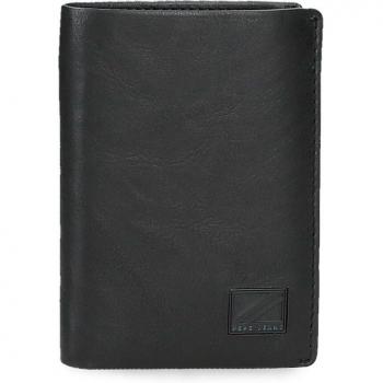 Pepe Jeans Chief cartera de piel para hombre con monedero negro