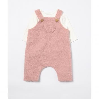 Teddy & Minou Outfit da Salopette + T‑shirt Cipria – 12M