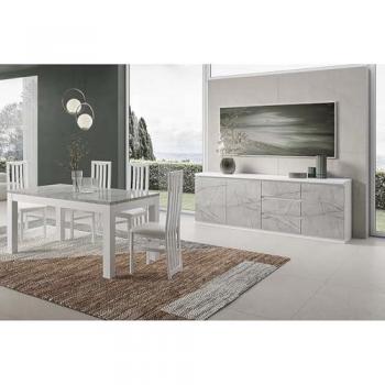 Deyton Design Salon Noir‑Blanc – Table 190 cm + Buffet à Trois Fentes