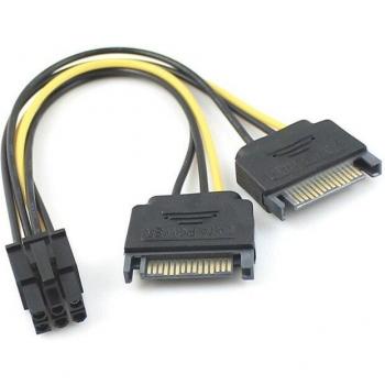 Zihan Dual SATA to PCI-e 6 Pin Graphics Power Cable 15cm