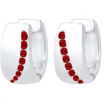 Elli Paar Creolen 925 Silber mit Swarovski‑Kristallen in Rot