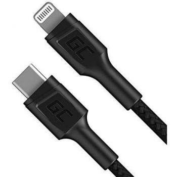 Green Cell Power Stream USB-C to Lightning Cable, 1m, Braided, Black