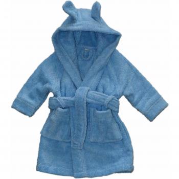 Leela Baby Bademantel mit Kapuze aus Bio-Frottee (98/104, blau)