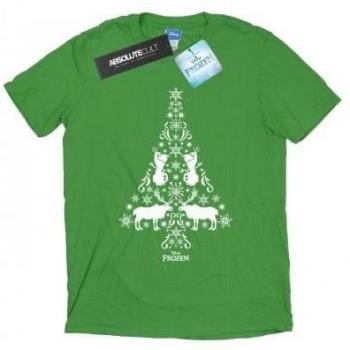 Navy Blue Disney Frozen Christmas Tree Cotton Tee for Women