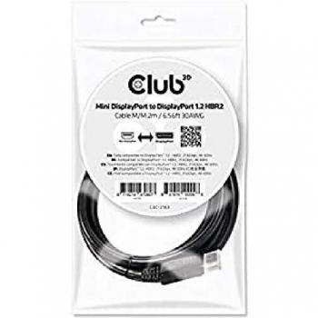 Club3D CAC‑2163 Mini‑to‑1.2 HBR2 Dual‑Link DP Cable – 6.56′ – 30AWG